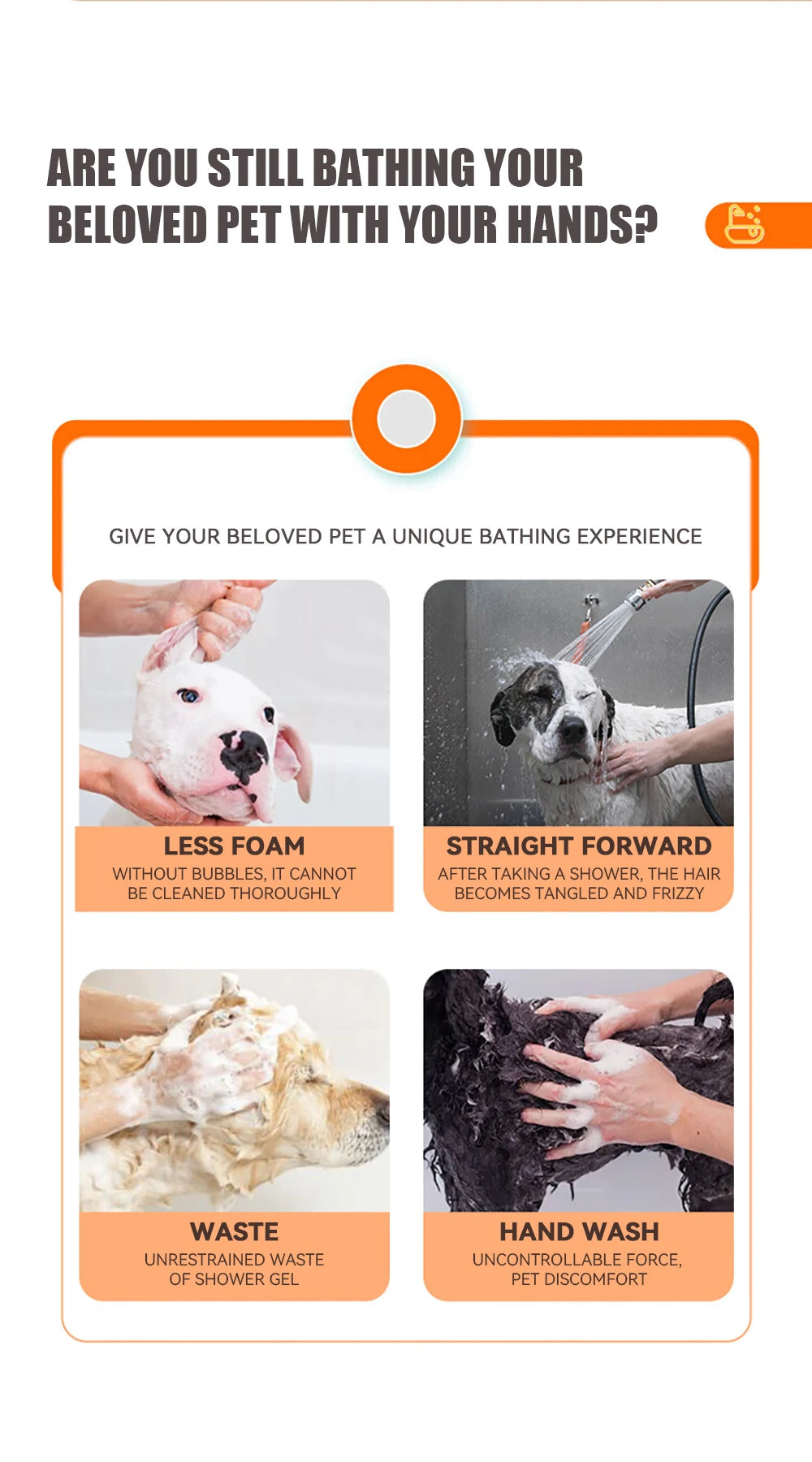 Pet Bathing Brush with Shampoo Dispenser