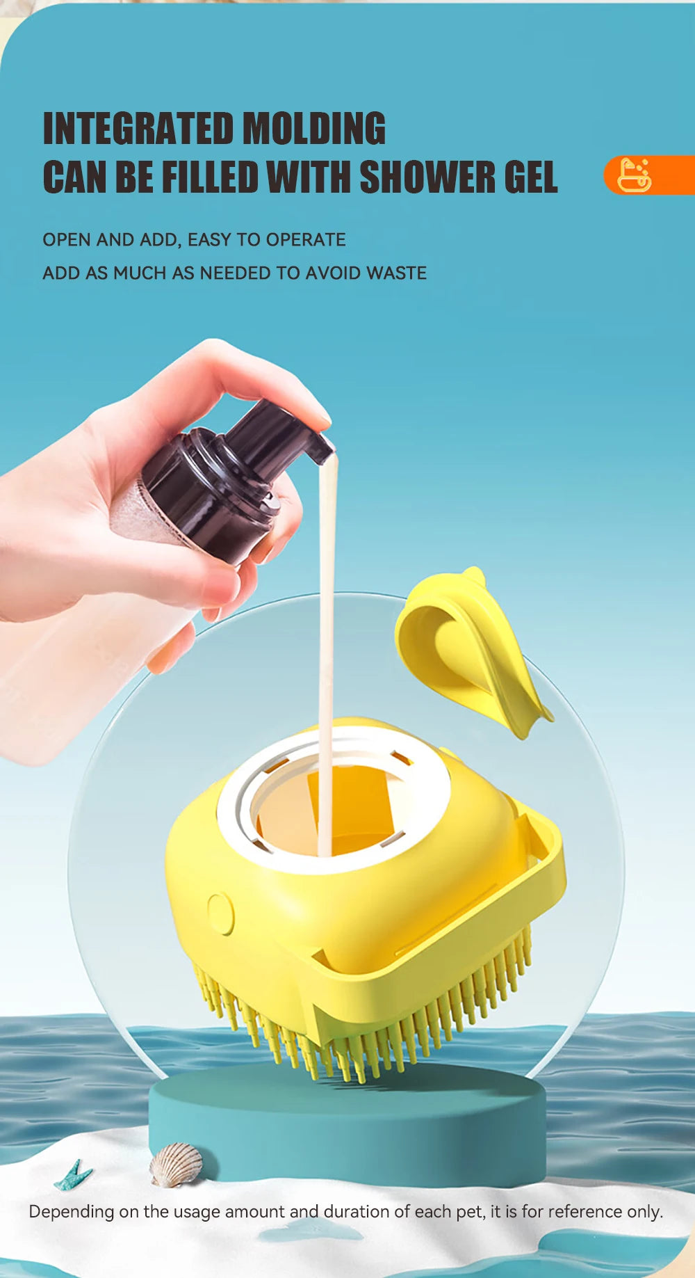 Pet Bathing Brush with Shampoo Dispenser
